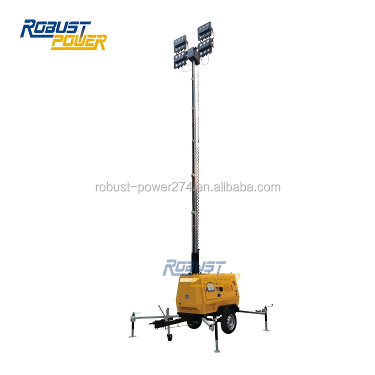 9M Mobile Flood Light Tower Hydraulic Telescopic Pole Mast Lighting Tower