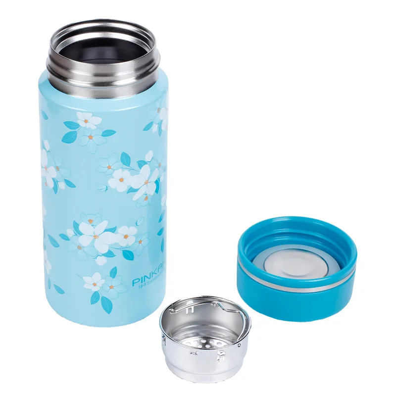 Pinkah оптовая продажа логотип печатается с двойной стенкой теплоизоляция из нержавеющей стали, кружка с чаем фильтра