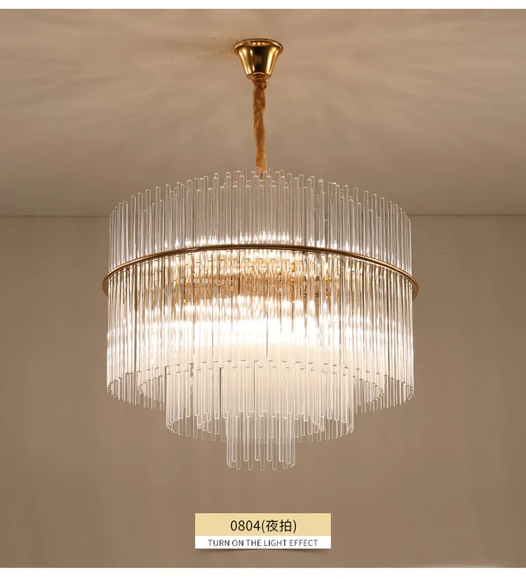 Modern White Glass Tube Crystal Chandeliers For Hotel Luxury Wedding Decoration Ceiling Hanging
