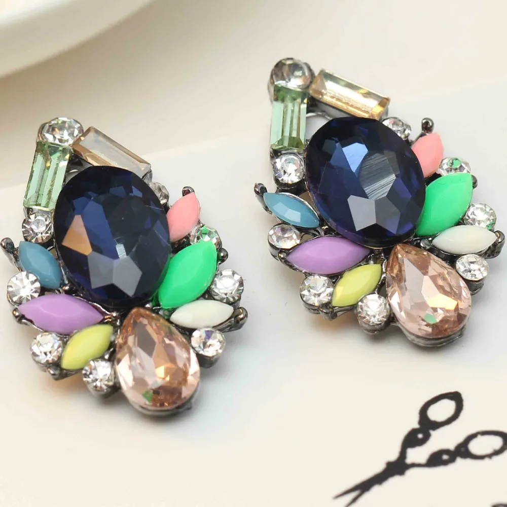 Women S Fashion Earrings New Arrival Brand Sweet Metal With Gems Stud Crystal Earring For Women S Fashion Earrings New Arrival Brand Sweet Metal With Gems Stud Crystal Earring For