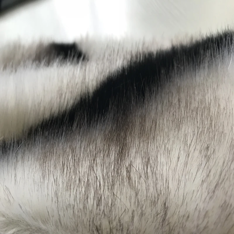 
Free Sample White Black Stripe Faux Fox Fur Fabric 