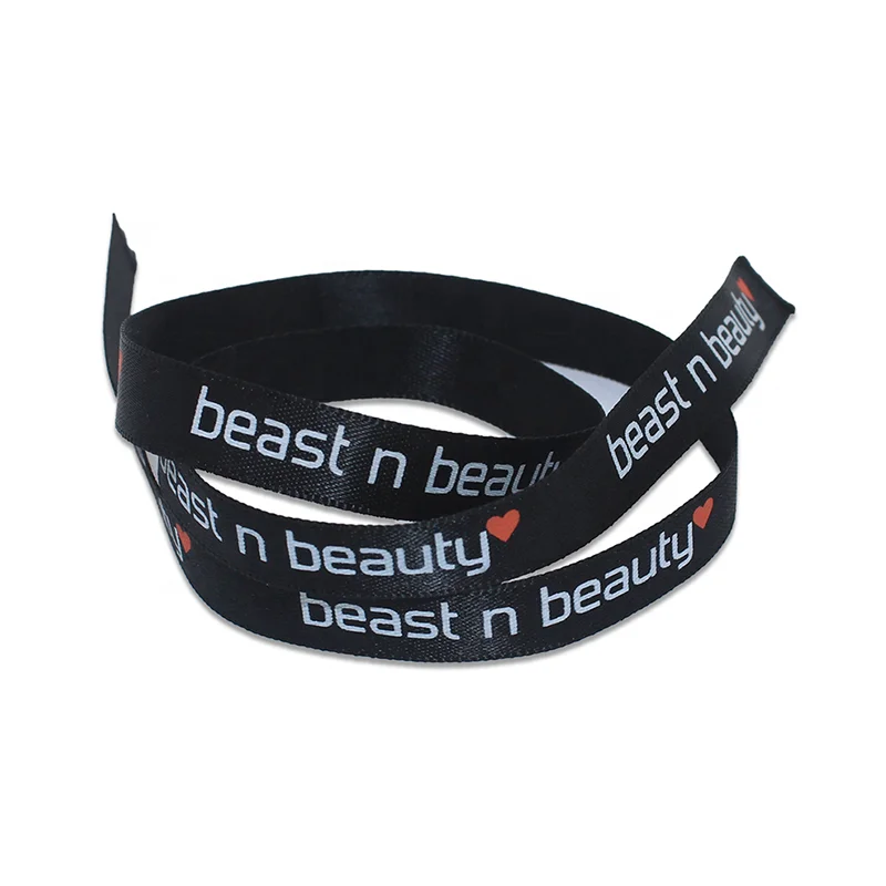 custom typewriter embroidery satin ribbon for clothing