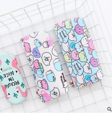 
customized accept cute pu leather students pencil case from yiwu factory 