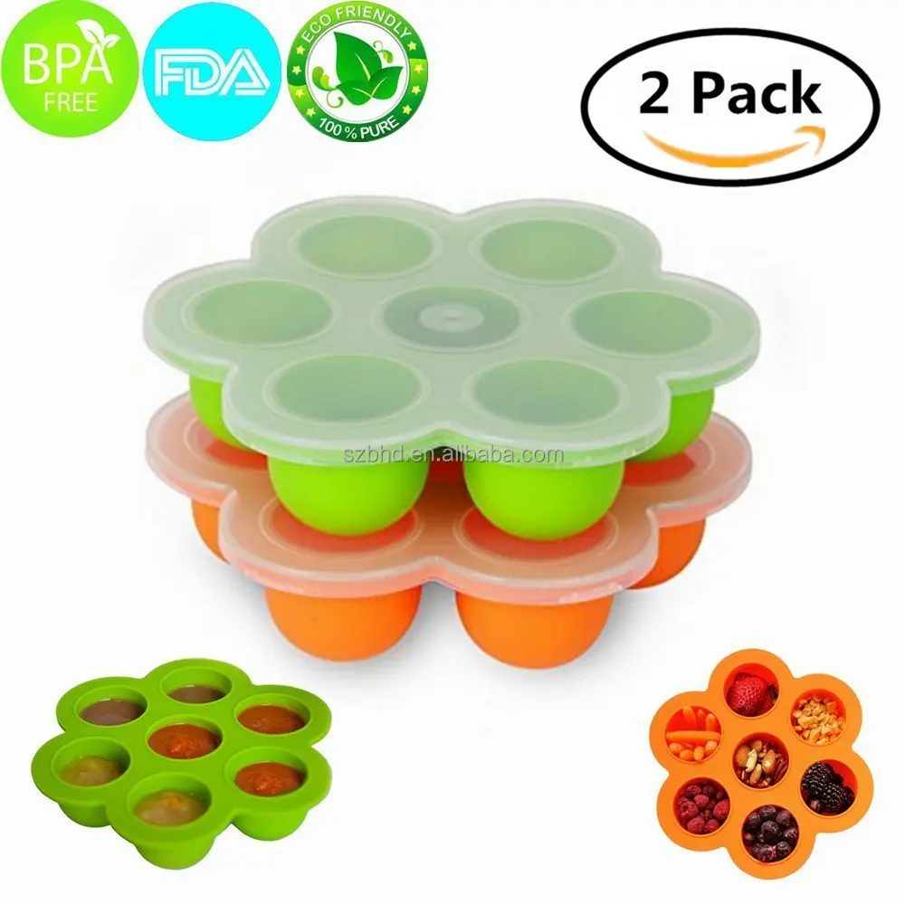 Silicone Storage Container and Baby Food Freezer Tray with Lid , Silicone Egg Bites Molds for Pot