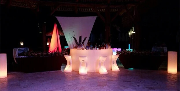 New product Outdoor Party Led Glow Touch Table Round Bar Counter with Rechargeable Battery