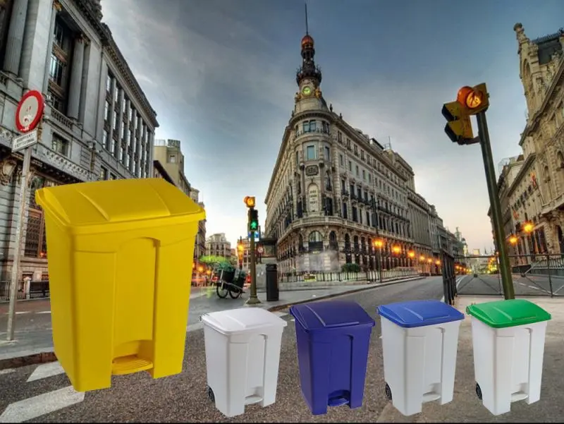 120 Liter Plastic Wheelie Bin with lid foot pedal Waste Bin 68L 87L factory biohazard tall trash can rectangular