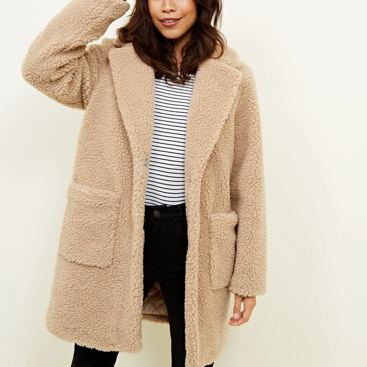 Wholesale  Women Cream Teddy Winter Faux Fur Teddy Coat