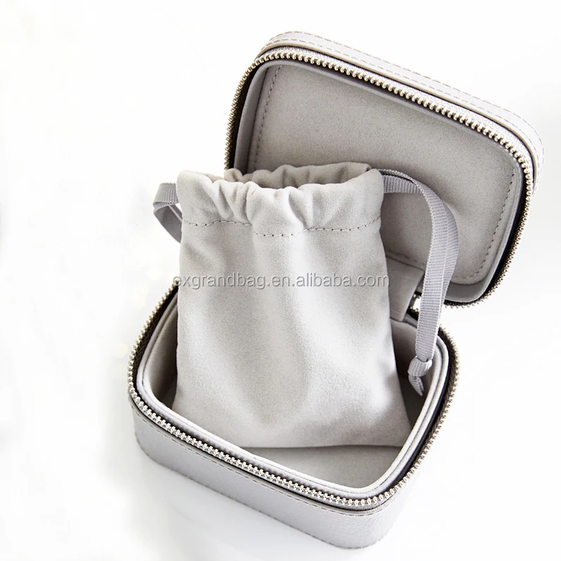 simple design genuine cow leather storage box travel cufflink / trinket box