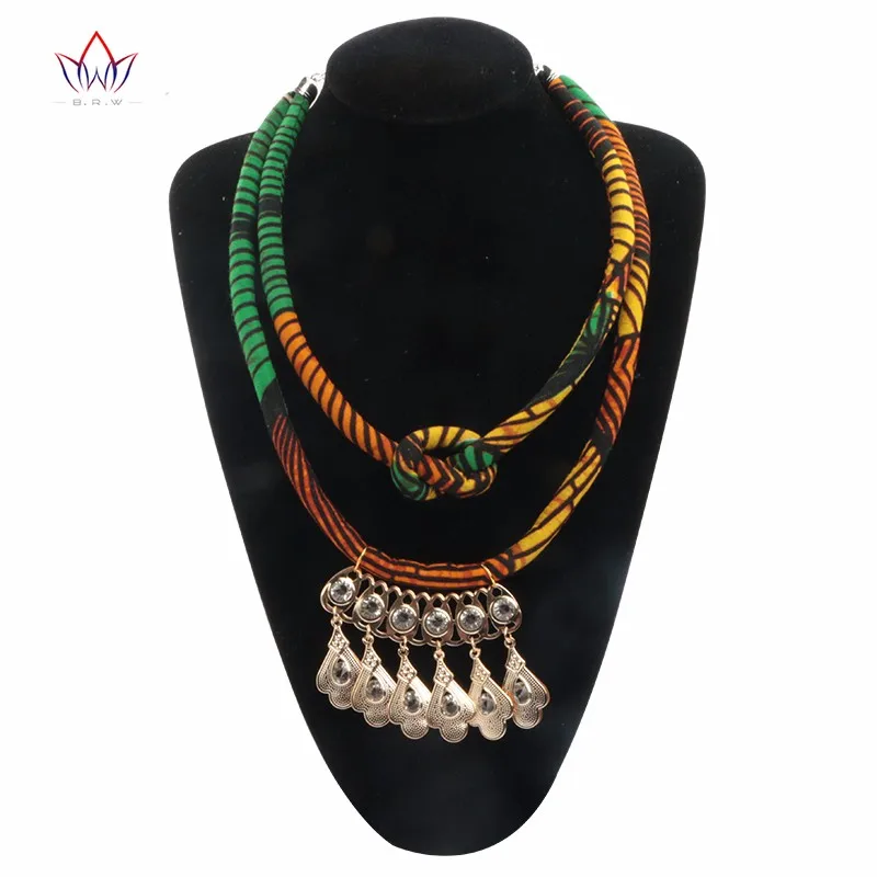 2019 ожерелье с Африканским восковым принтом, разноцветное ожерелье из Анкары ручной работы, ожерелья с узлом, Вечерний Подарок, Женская ткань ручной работы для женщин WYb26