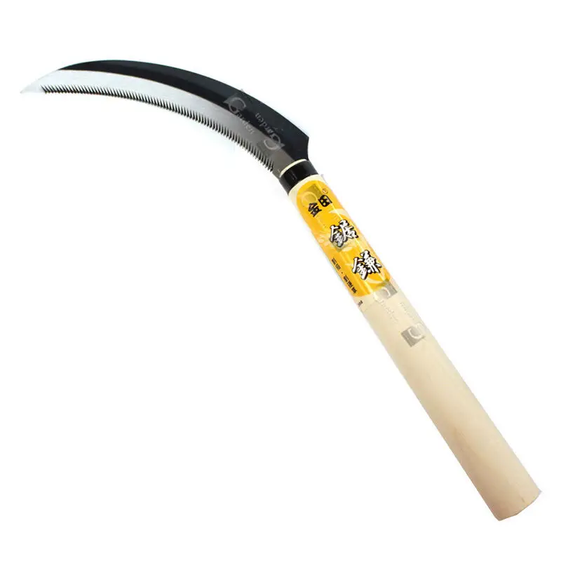 
Multifunctional agricultural outdoor garden Steel Grass Tooth Sickle with Wooden Handle 