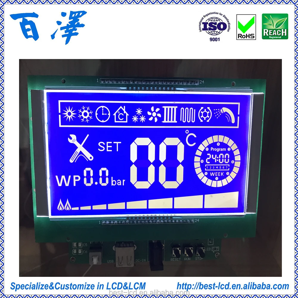
Manufacture Customize Segment TN LCD module with White Backlight 4 digit LCD Display 