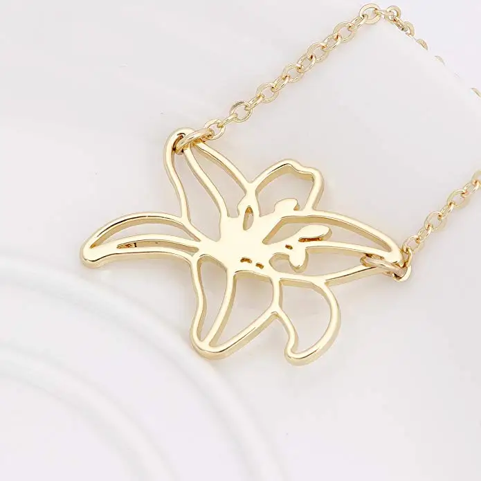 
Origami Lily Flower Pendant Necklace a Symbols of Youth and Rebirth for Women 