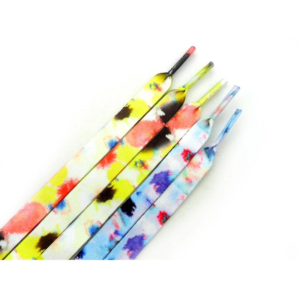 Ecofriendly recycled shoe lace tips polyester colorful company promotion heat transfer aglets shoe lace