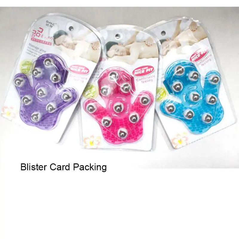 Hand Shaped Silicon Gel Body Massager with 9 Rotating Beads Massage Gloves for Blood Circulation