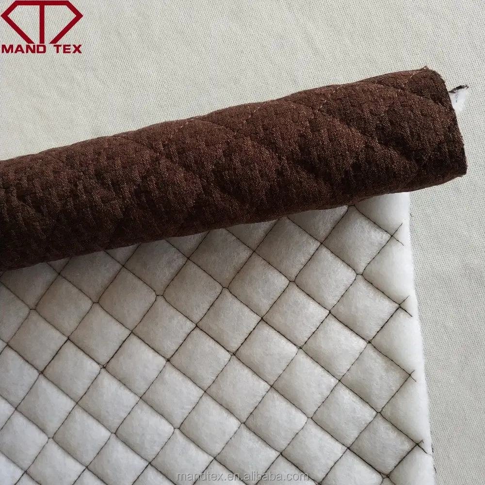 Factory Custom Beautiful Diamond Thick Foam Quilted Sofa Chair Fabric For Mattress border
