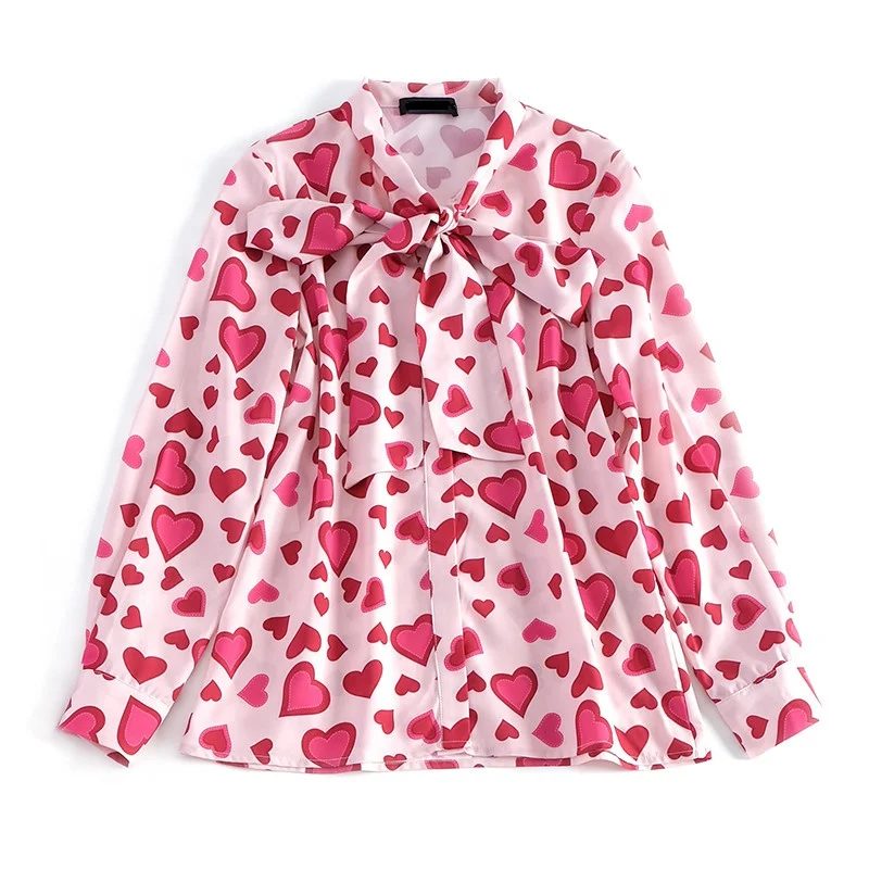 Custom Label Bow Collar Fashion Shirt Chiffon Blouse Women 2019