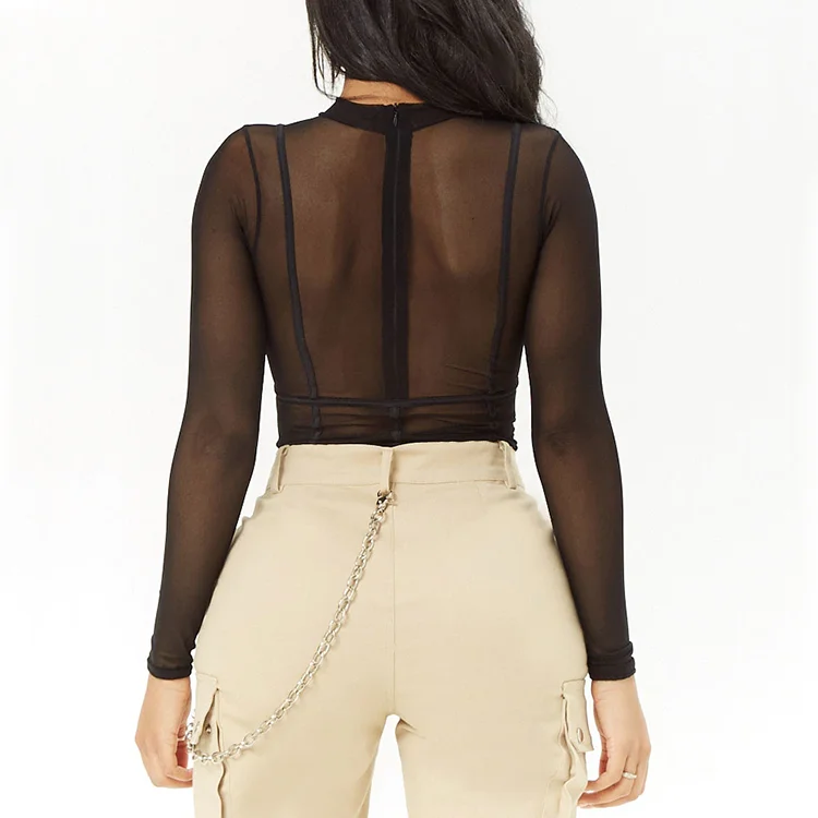 Women Cheap Sexy Transparent Mesh Bodysuit