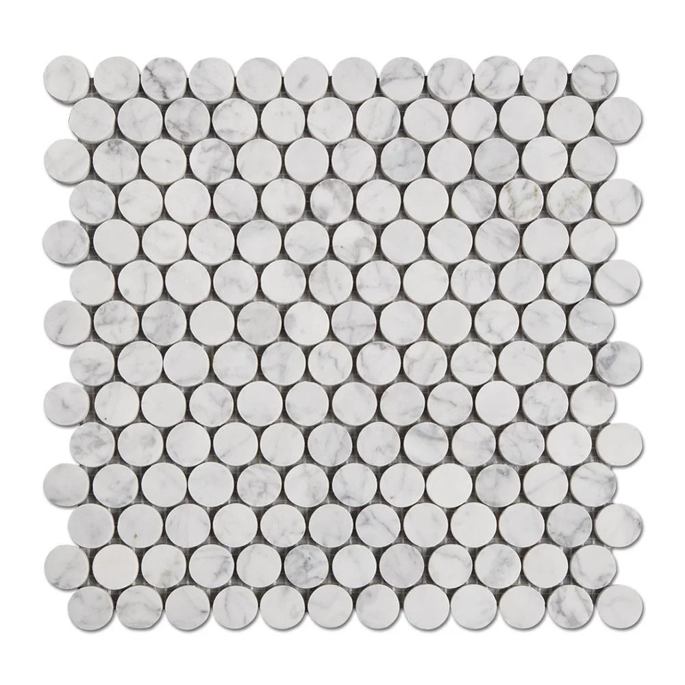 
Soulscrafts White Penny Round Carrara Marble Mosaic Tiles for Wall  (62123328498)