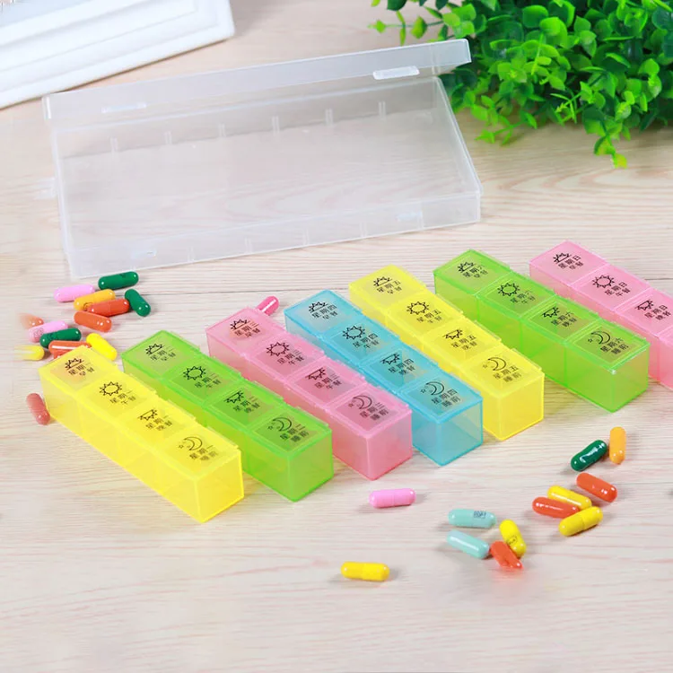 Pill Organizer Holder Portable Travel 7 Day Pills Box Large Push Button Weekly Pill Case for  Vitamin
