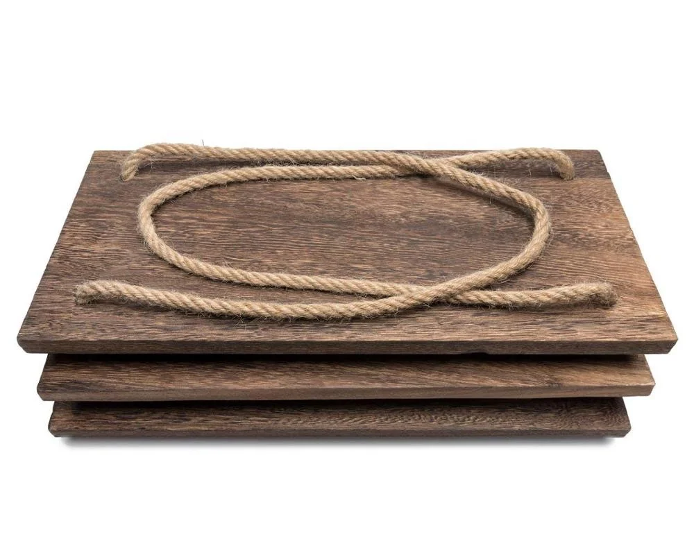 Wood Hanging Shelf Wall Swing Storage Shelves Jute Rope Organizer Rack, 3 Tier