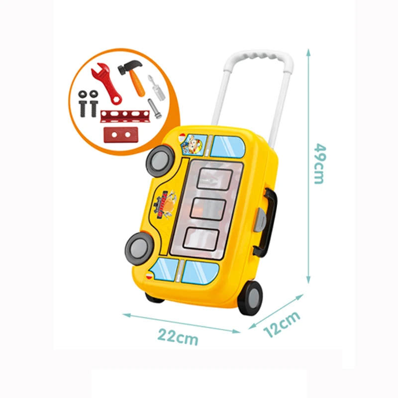 
Pretend play kids DIY plastic trolley tool set toys for wholesale 