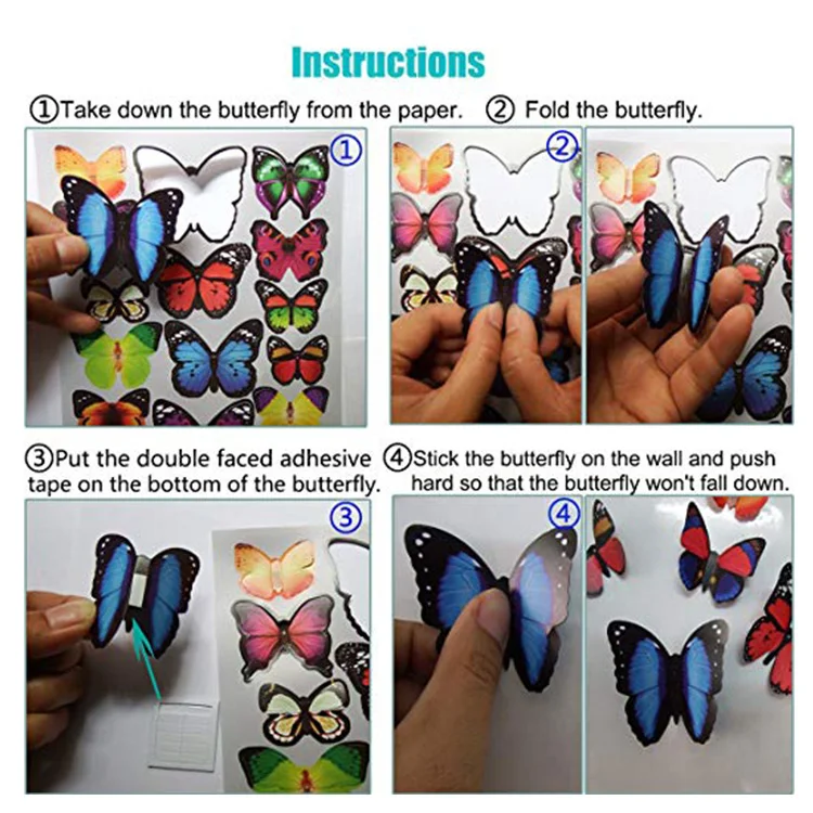 Wholesale vinyl 3D decorative butterfly Wall Stickers for home decoration