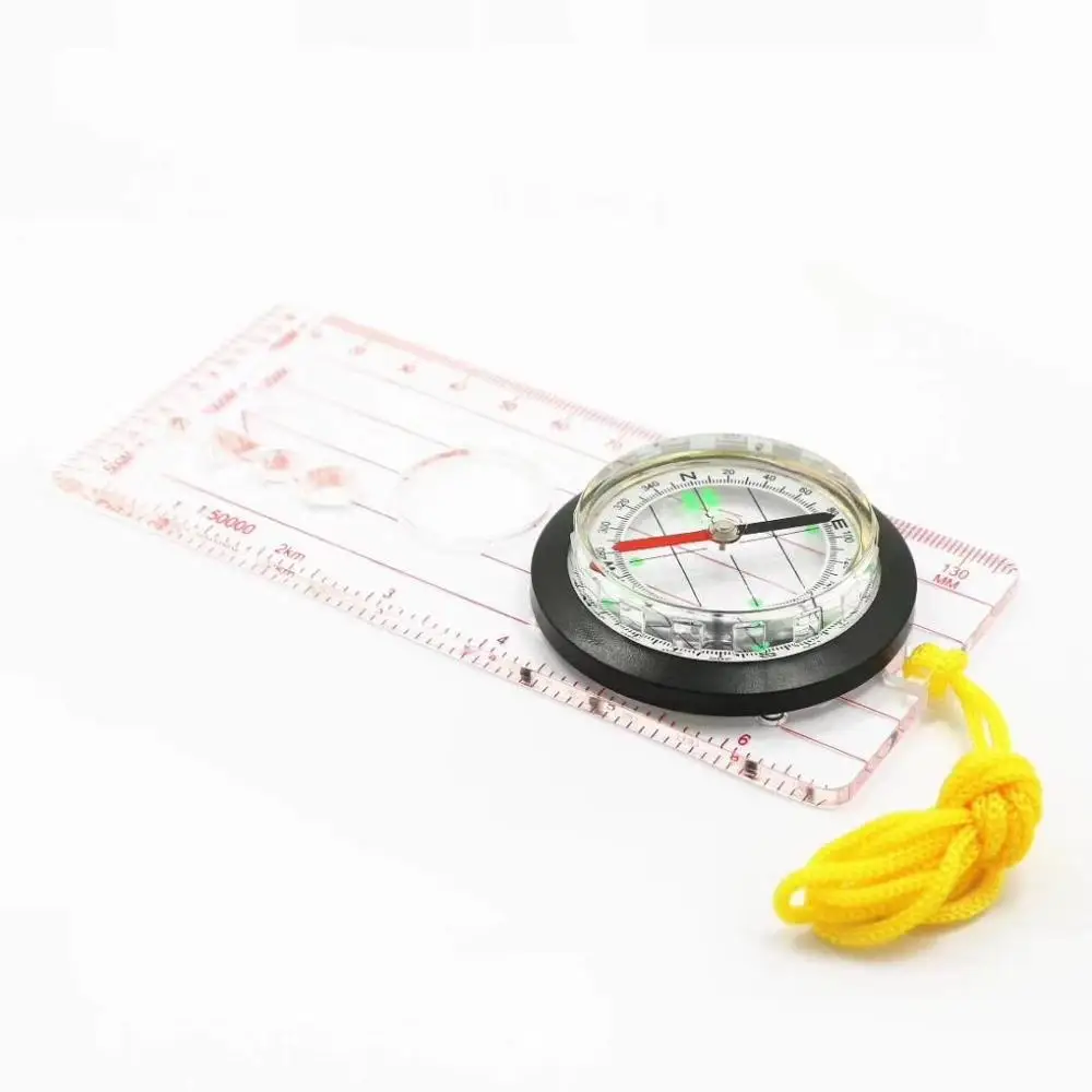Plastic Multifunction Map Compass For Outdoor Navigation Camping Transparent Ruler Protractor