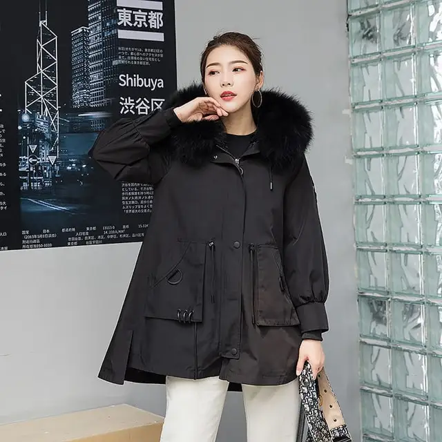 New Fashion Style Fox Fur Women Winter Warm Parka Fur Jacket
