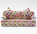 BD Doll Accessories Cute Dollhouse Furniture Flower Cloth Sofa Couch With 2 Cushions For Barbie Doll