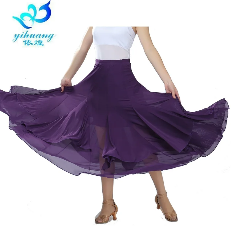 In Stock Dance Costume Ballroom Competition Skirt Waltz Long Skirts Simple Practice Stage Dancing Costumes