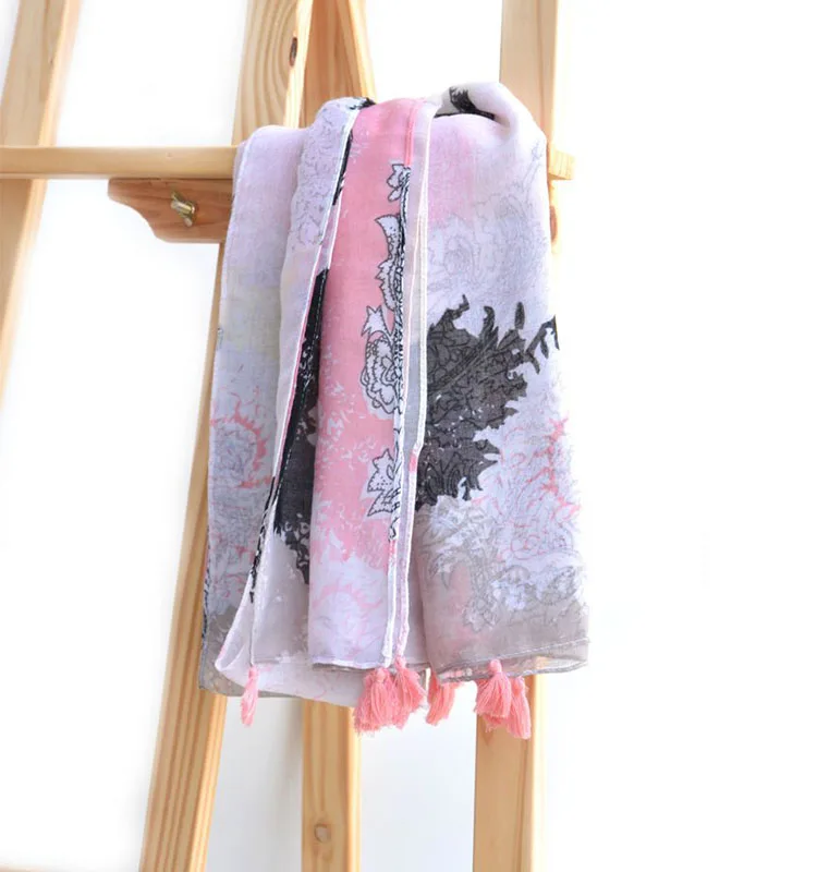 
Rulan casual style lady women sunshade manufacturer special design tassel scarf 