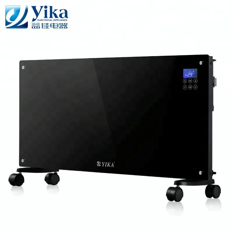 Electric portable black mirror glass panel heaters for bathroom and room