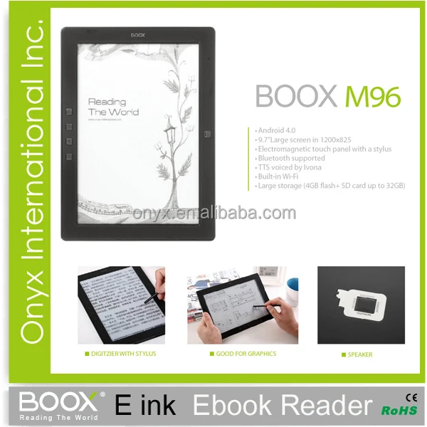 9.7 inch e-ink ebook Onyx Boox M96 stylus pen