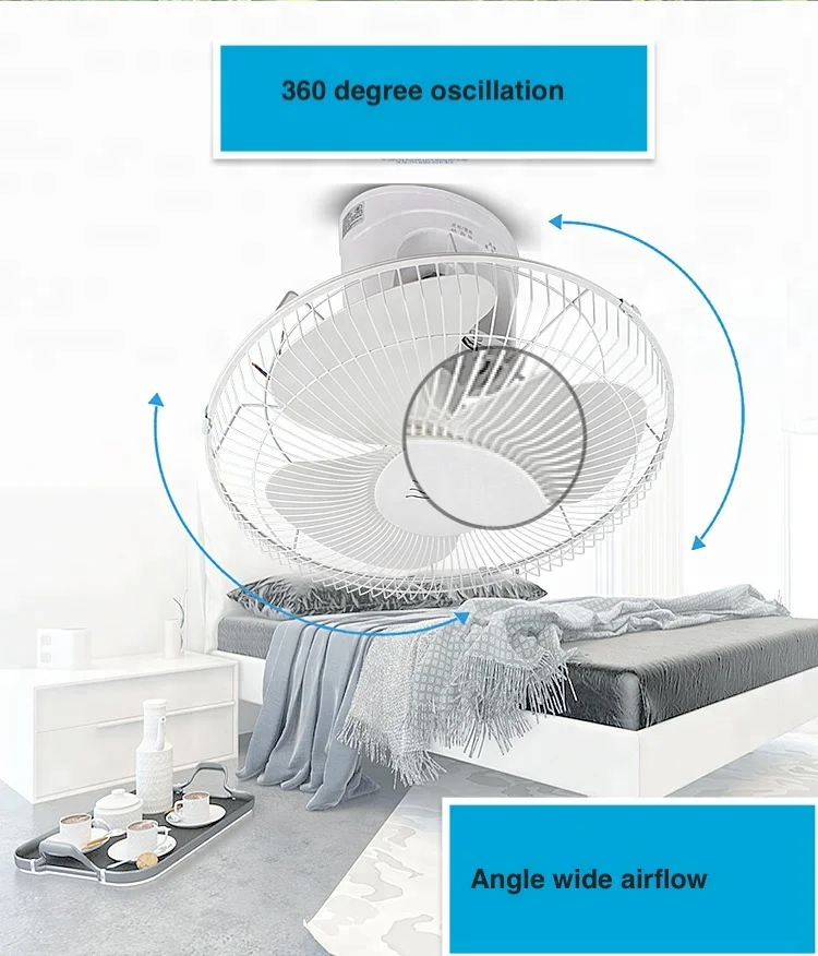 Style Ceiling Fan 40CM Metal Blade Plastic Mechanical Pedestal OEM 60W Household Orbit Fan Air Cooling Fan 3 Speed 220 CN;GUA
