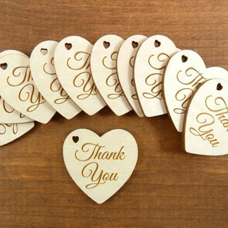 Лазерная резка свадьба СПАСИБО сердце знаки бирки для подарков свадебное украшение