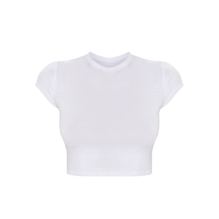 2019 cotton trendy women t shirt blank crop t shirt cool girl t shirt white