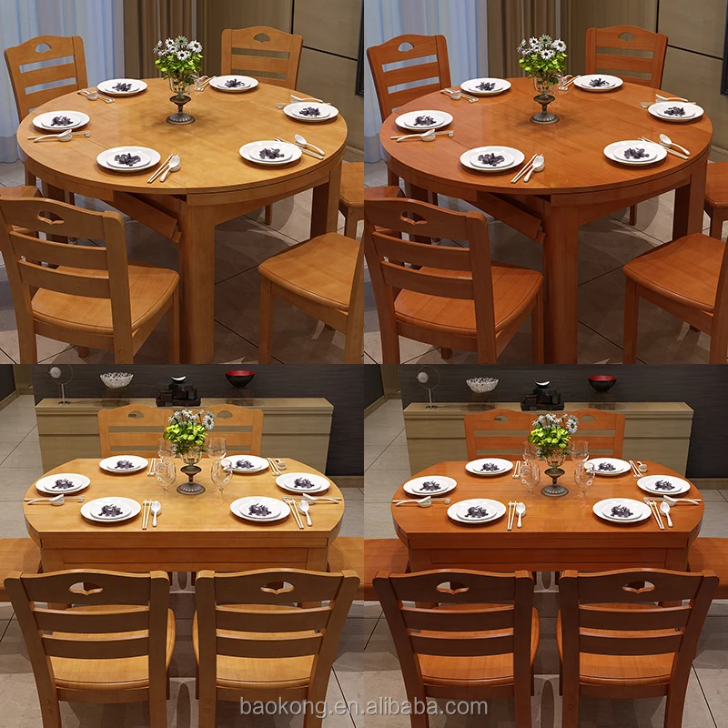6 To 8 Seat Extendable  Solid Wood  Dining Table Set