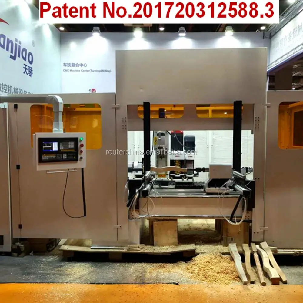 High Precision Bending Wood Milling And Polishing CNC Wood Carving Lathe Center With Auto-feeding Device
