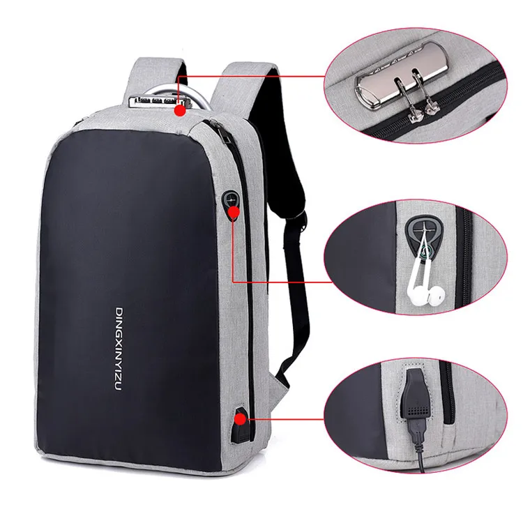 
custom oem logo cheap promotion design fashion travel anti theft school back pack laptop backpack with usb charging 