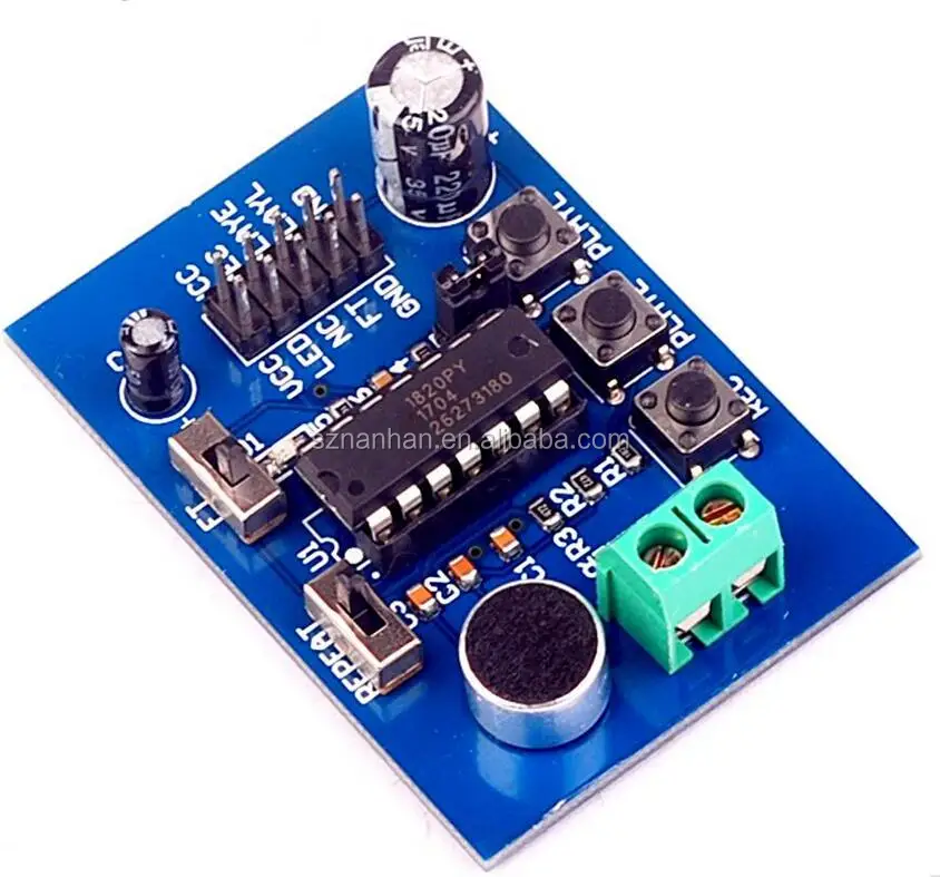 Синий печатной платы Версия ISD1820 голосовой платы модуля (на борту микрофон) модуль записи звука