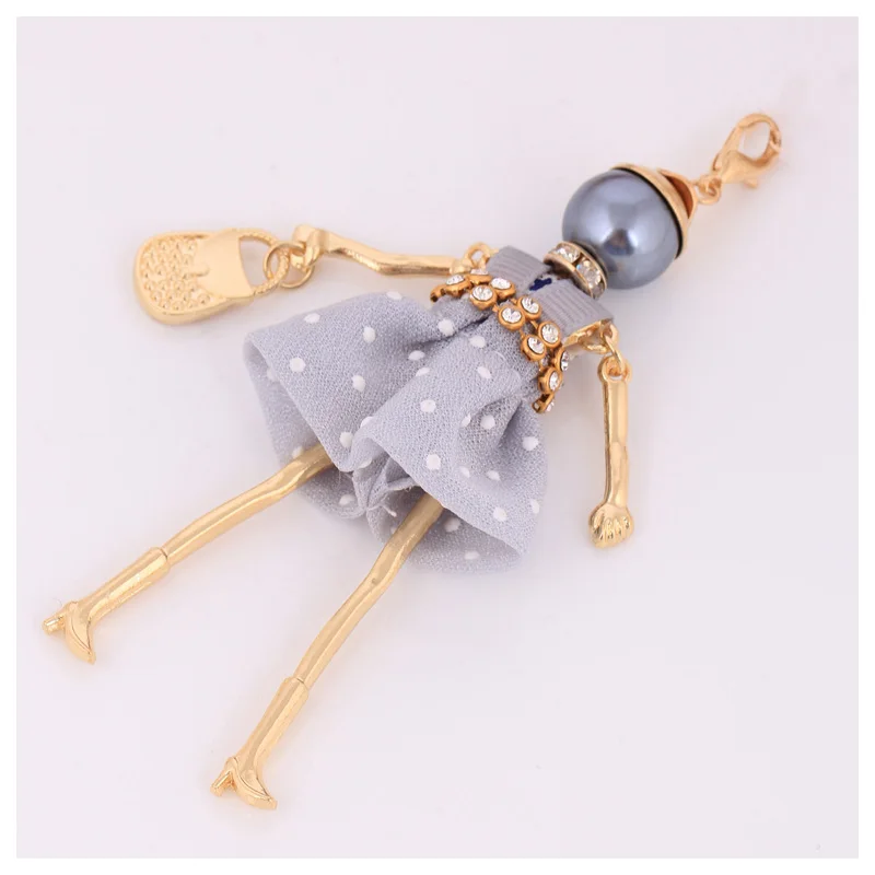 NEW Arrival doll key ring grey color skirt doll key chain golden plating doll key holder