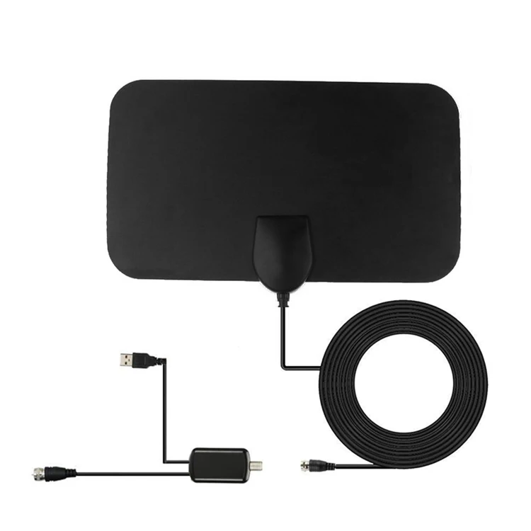 Indoor Signal Amplifier HDTV Digital TV Antenna VHF UHF Adapter Coax Cable TV Antenna