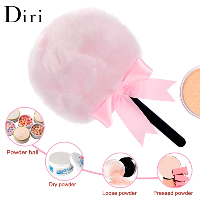Beauty Cosmetic Plastic Handle Fluffy Cute Bowknot Plush Powder Puff