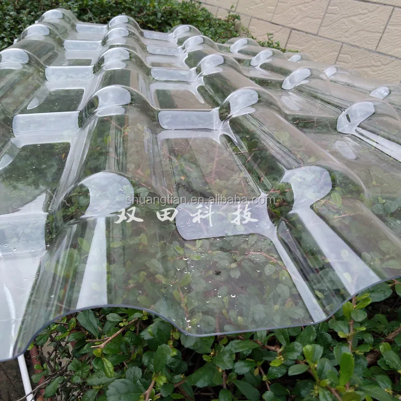 clear Chinese style PC daylight roofing panel clear plastic roof tiles clear plastic roofing sheet for villa and resorts