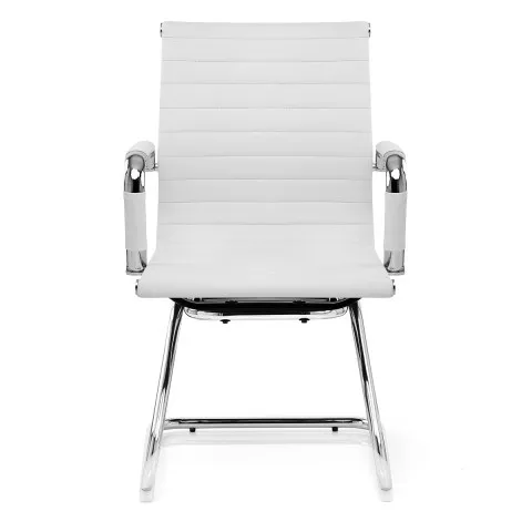 
European Low Back Black PU Computer Workstation Vistor Leather Office Chair Without Wheels 