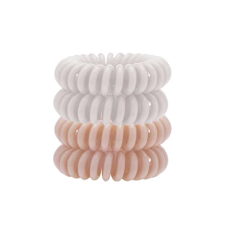Free Samples Custom box 3.5cm 4cm black brown transparent telephone cord scrunchies spiral hair ties
