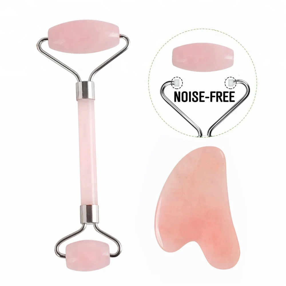 Factory Price Handmade Skincare Tool noise free natural welded rose quartz facial jade roller