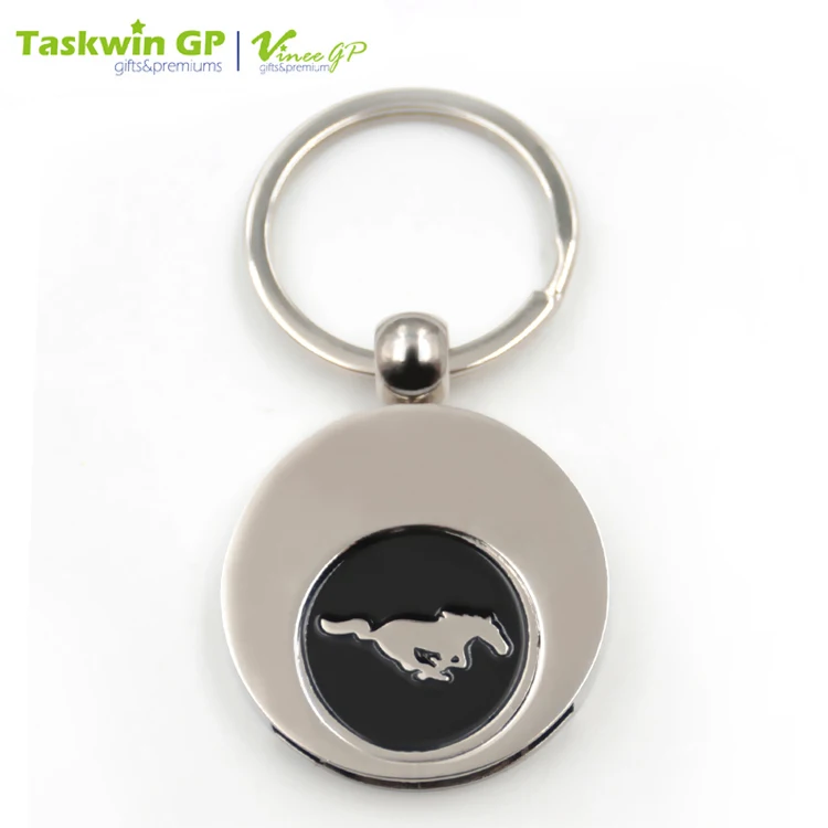 Customizedlogos Horse Zinc Alloy Nickel Soft Enamel  Keyring Trolley Coin Key Ring