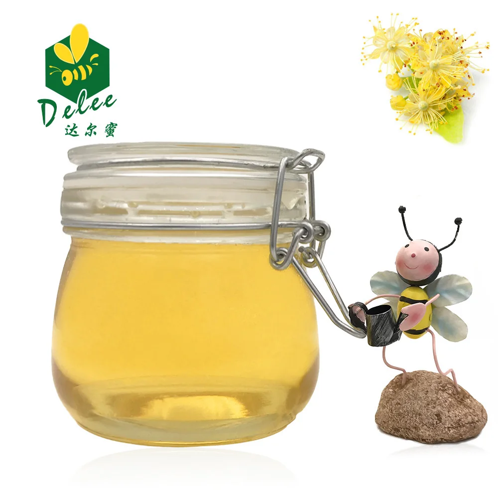 Many Types of Fresh Organic Natural Linden Honey in Mason Jar