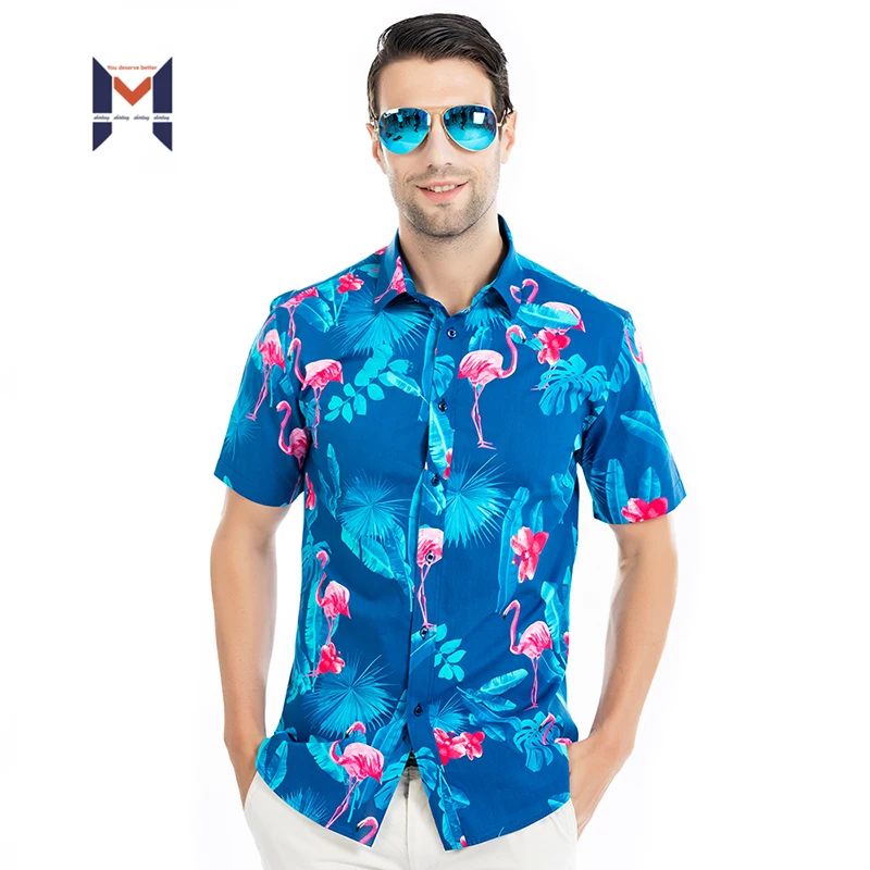 Mens Digital Printed Pattern Wholesale Shirt Plus Size Beach Hawaiian Silk Shirts For Men Custom
